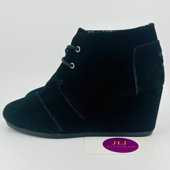 Toms Women's Desert Wedge Black Suede Ankle Booties 380815 Size 7 - Picture 5 of 11